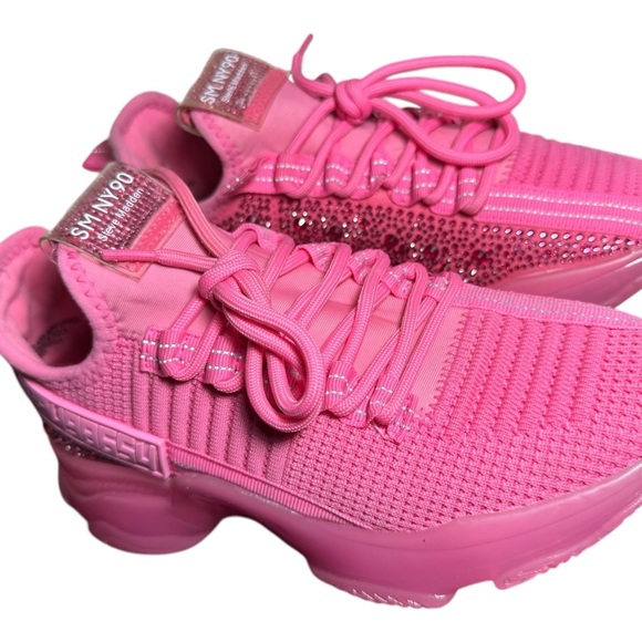 Steve Madden MAXIMA Textile Lace Up Boyfriend Sneakers Sz 6 Hot Pink - Picture 8 of 10